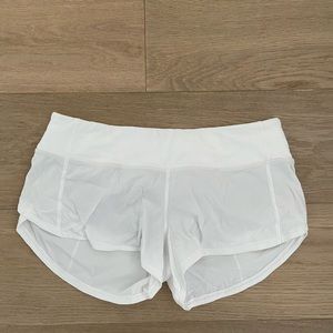 Lululemon speed up lined shorts - size 6 - 2 inch inseam low rise - white